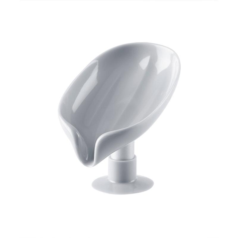 Cute Leaf Shape Soap Box Drain Rack Toilet Accessories Multi-purpose Suction Cup Vertical Wall