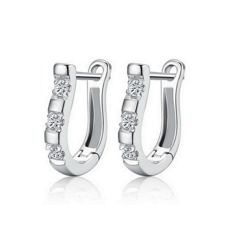 

ANENJERY Простые милые U-образные серьги-гвоздики в виде подковы с цирконием, модные трендовые ювелирные изделия серебряный