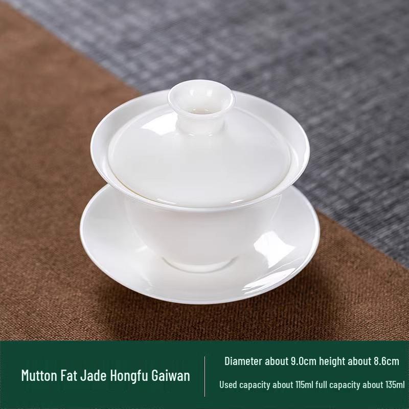 Dehua White Porcelain Gaiwan: Thin Body Sancai Tea Bowl for Kung Fu Tea, Large Ceramic Cup for Home Brewing