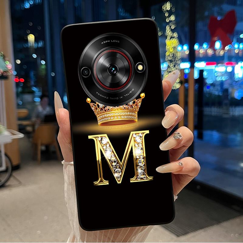 Shockproof Soft Phone Case For ZTE Blade A75 5G/ Nubia Focus 5G Bright Color and Attractive Crown Letter Pattern Casing