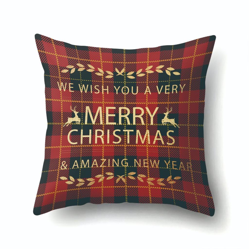 Background Plaid Christmas Polyester Pillowcase Office Pillowcase