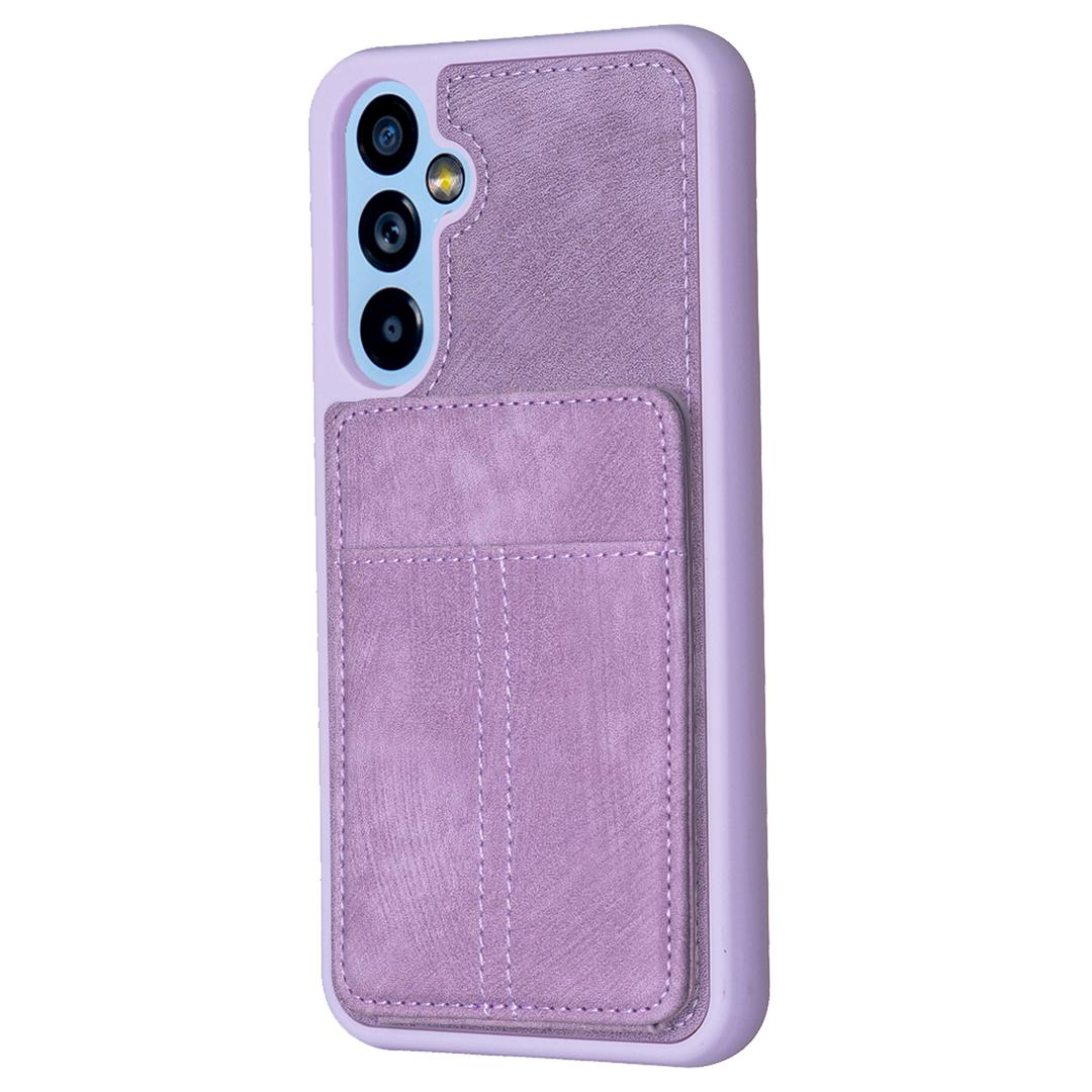 

BF28 For Samsung Galaxy A14 5G/A14 4G Card Slots Matte PU Leather Coated TPU Phone Cover Shockproof Kickstand Case Purple