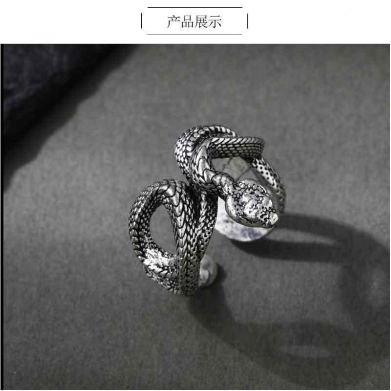 Adjustable Open Snake Ring In Vintage Punk Style Plated Animal Jewelry Men Women