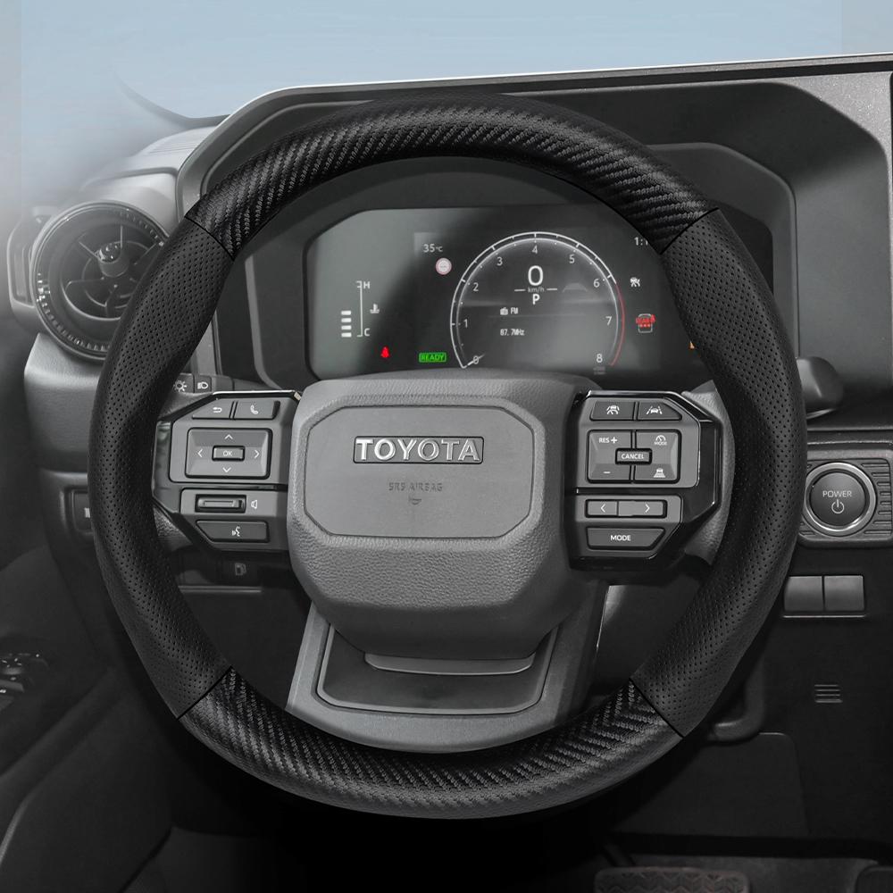 Nlzh6 For Toyota Carbon Fiber Texture Perforated Leather Steering Wheel Cover Chr Yaris Auris Corolla Rav4 Land Cruiser Prado Hilux
