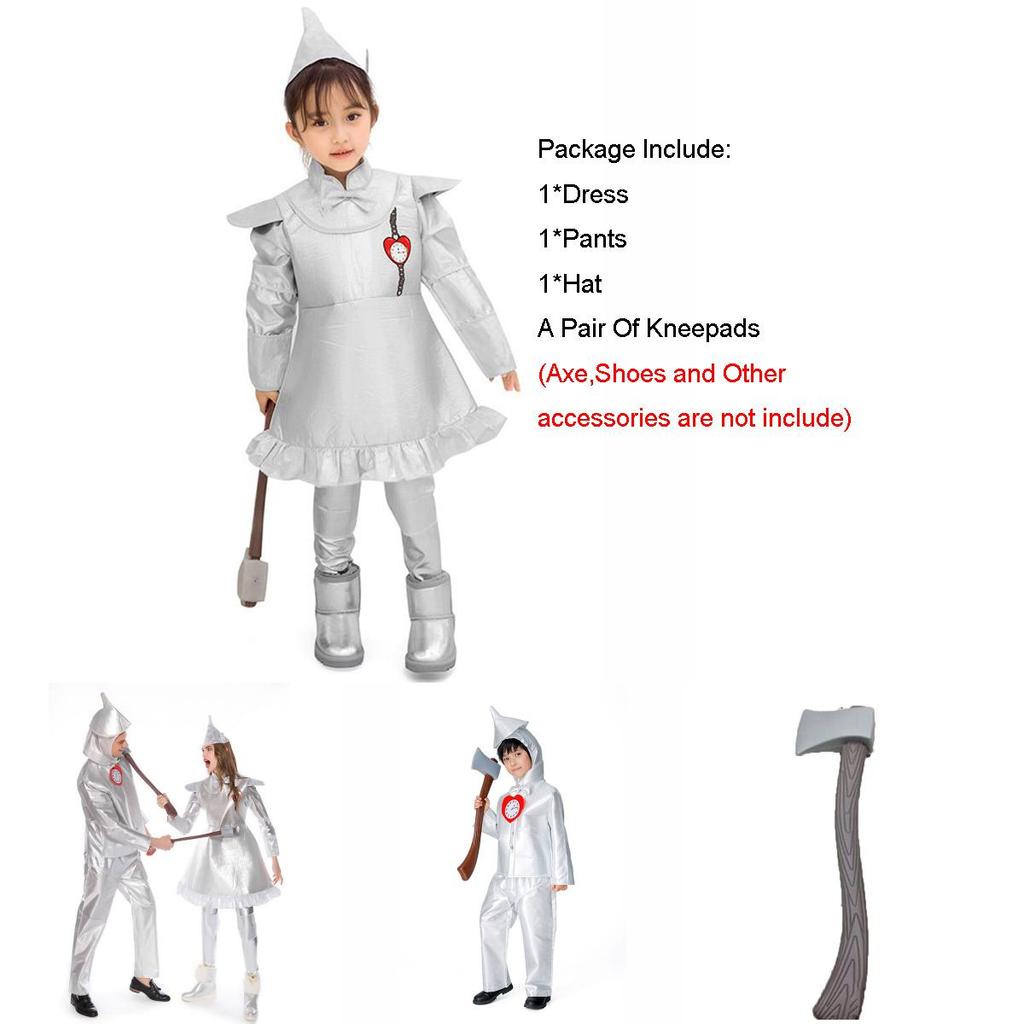 Чарівний Костюм Залізного Дроворуба з Чарівника Країни Оз Для Дорослих та Дітей у Сріблястому