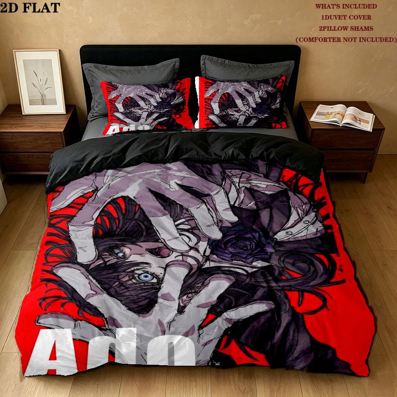 Ado Pattern Bedding uilt Set uilt Cover Pillowcase Home Decoration Birthday Gift (1 * duvet cover + 2 * pillowcase without core)