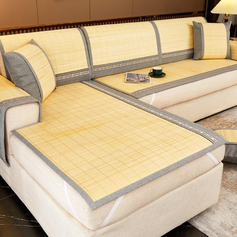 Summer Double-sided Cool Mat Sofa Cushion Bamboo Mat Cool Feeling Cushion Anti Slip Sofa Cover 60x60cm