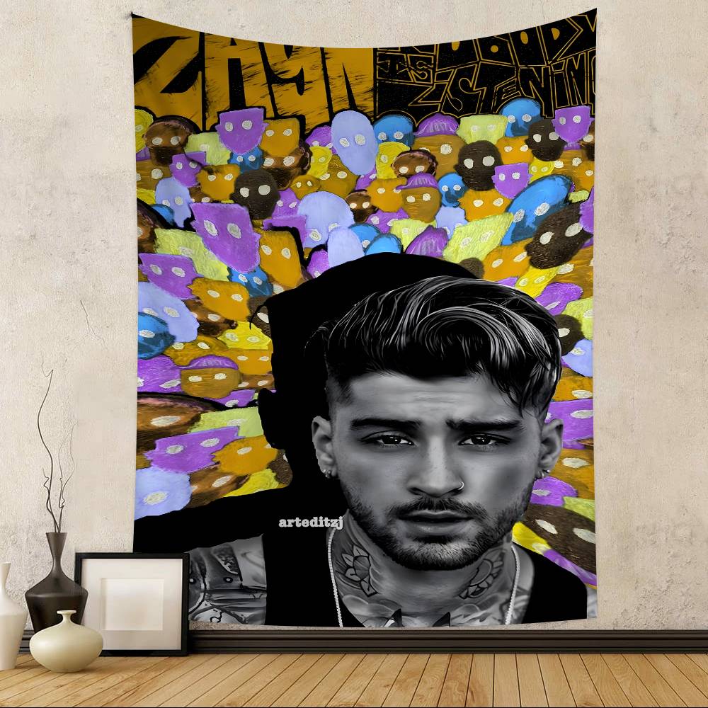 Singer ZZayn MMalik Movie Anime Tapestry Hippie Flower Wall Carpets Dorm Decor Cheap Hippie Wall Hanging