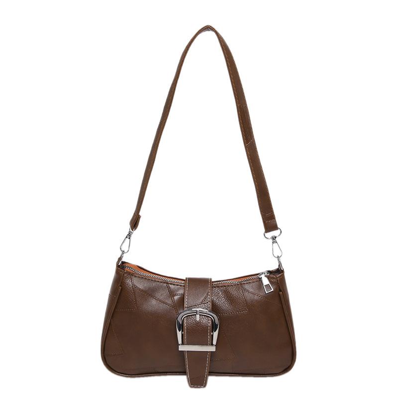 

Retro solid color texture chain underarm bag women s 2024 new fashion shoulder messenger bag baguette bag women s bag коричневий