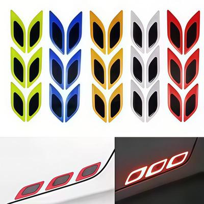 6 Pieces/set of 3D Reflective Strips, Anti Scratch and Anti-collision Night Warning Stickers, External Car Parts Deflection Stickers