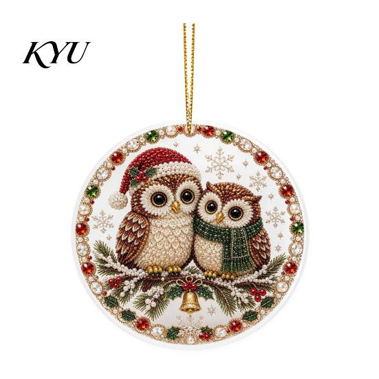 Office Holiday Decorations Christmas Acrylic Hanging Ornament, 2D Flat Double Side Printed Personalized Gifts Santa Snowman Pendant for Tree