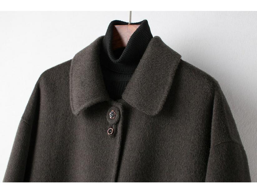 Plus Size Mid-Length Double-Sided Cashmere Coat for Middle-Aged & Elderly Women