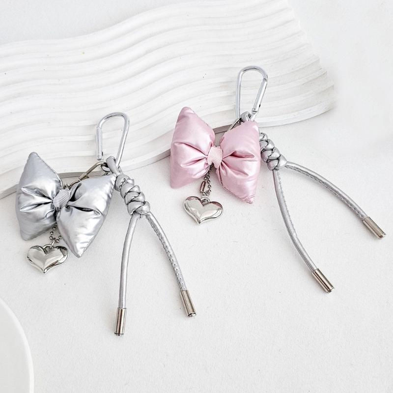 Stylish Heart Bowknot Keychain Pendant Suitable for Women's Handbags Phone Case Purses Adding Style to Your Accessories