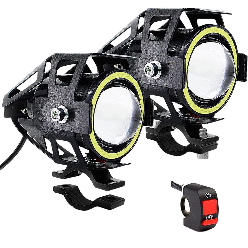 

Фара для мотоцикла U7 6000K Рабочий свет Передняя противотуманная фара для грузовика, внедорожника, квадроцикла Светодиодная фара дальнего света с угловыми глазами для мотоцикла