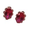 Rose Gold Plated Purple Gold Inlaid Egg Surface Red Stone Lace Temperament Colored Gold Exquisite Ear Buckle