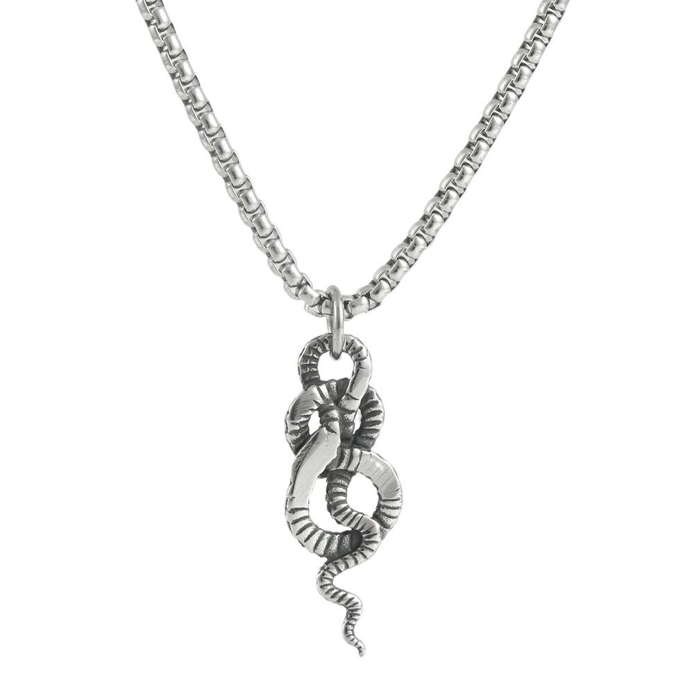 Vintage Coiled Snake Pendant Necklace Stainless Steel Gothic Punk Jewelry for Men Women
