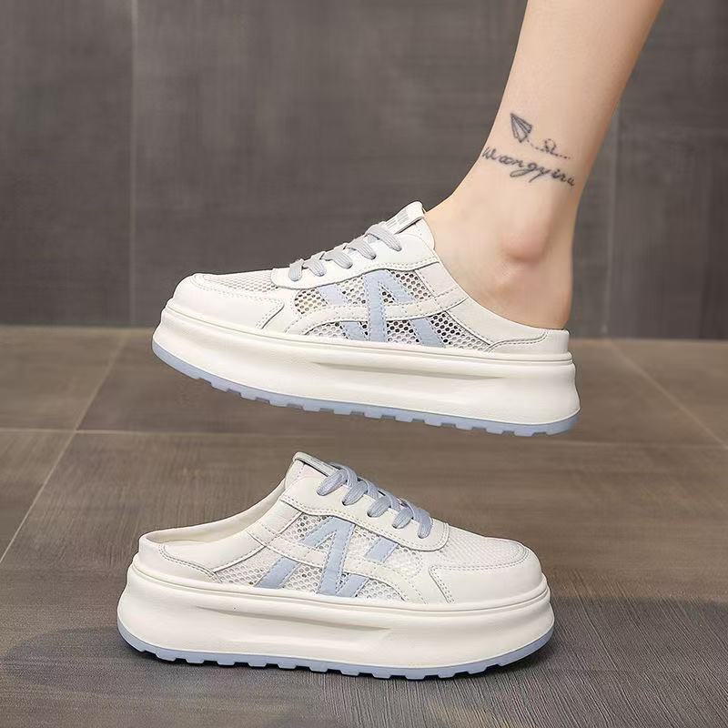 

Versatile fashion thick-soled bag head half slippers women s summer wear breathable mesh casual half-support sandals 40