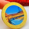 Chinese tourist attraction, Xi'an Big Wild Goose Pagoda, tourist attraction, gold-plated color printed commemorative medal, gold coin