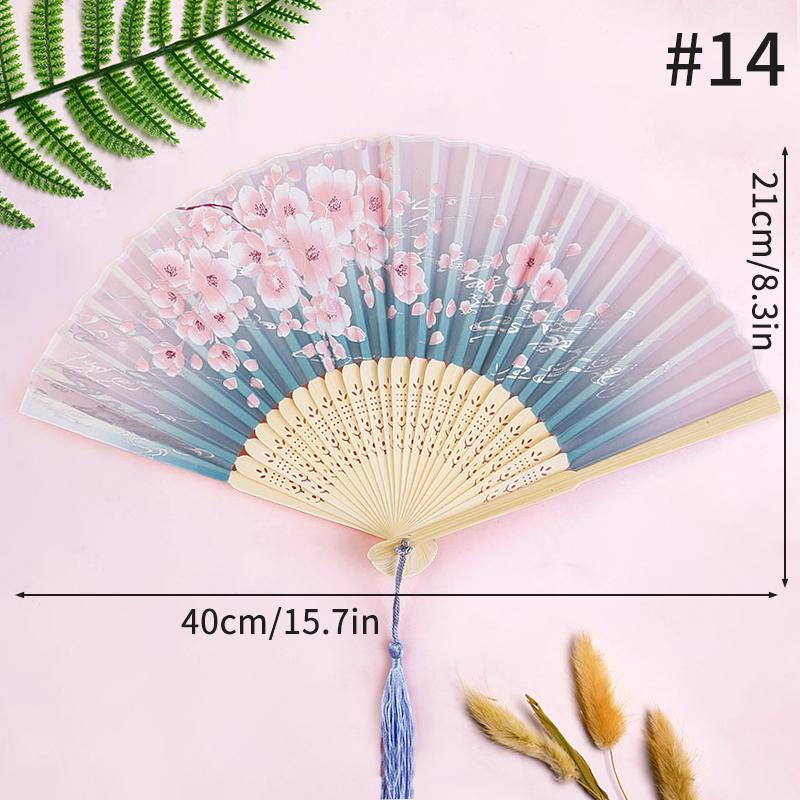 Folding Fan Lace Flower Decor Chinese Style Fan Hand Held Anitque Art Craft Japnese Summer Female Dance Home Party Decoration