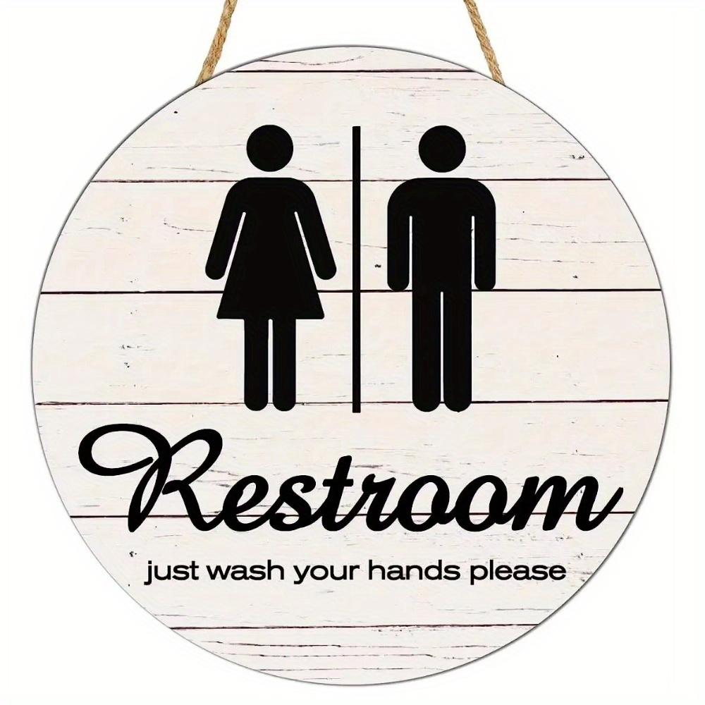 1pc 2d Flat Toilet Round Wooden Sign - 20cm, Home Business Mall Bar Bathroom Sign Wall Decoration Toilet Please Wash Your Hands