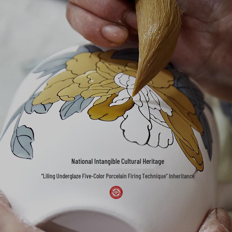 Hong Guanyao Liling Porzellan-Teetasse mit Deckel - Gao Feng Liang Jie (450ml)