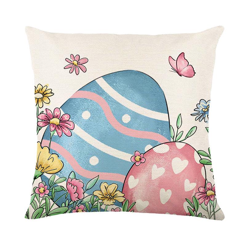 

Pink Rabbit Egg Print Pillow Cover Polyester Home Living Room Decoration Sofa Cushion Cover Bedroom Bedside Pillow 45 * 45Cm (without pillow core)