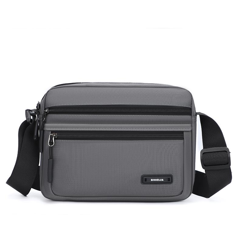 Men's Oxford Cloth Crossbody Bag - Slim Multi-Zip Shoulder Bag for Daily/Commute (3 Color Options)