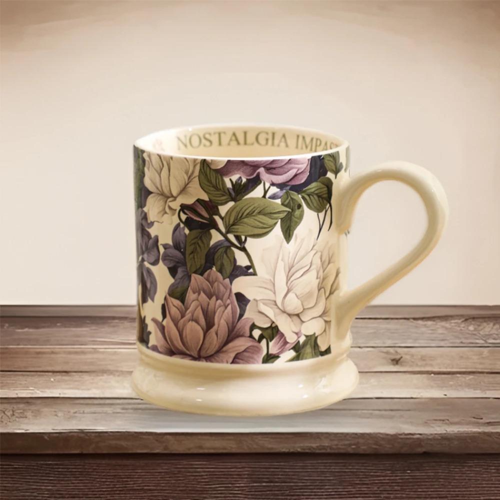 Retro Ceramic 380ml Coffee Mug Office Home Water Cup French Romantic Floral Milk Cup