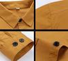 Aspersio Long Sleeve Work Shirt with Stylish Top for Casual Visual American Open Long Business Basic Shirt Yellow Collar, Men, Military, Button-Down