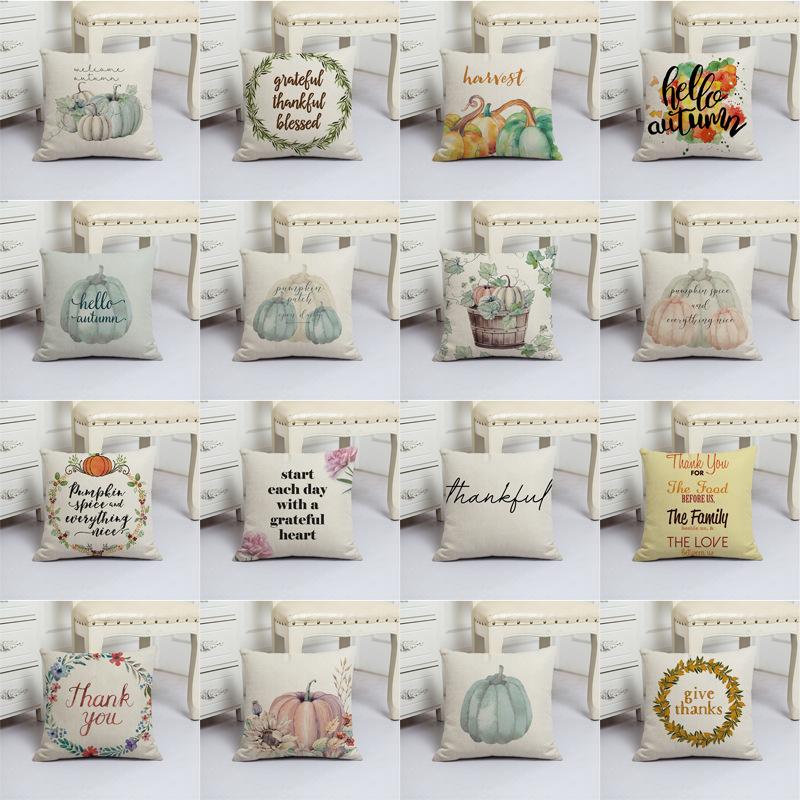 White Pumpkin Thanksgiving Garland Flax Pillow Case European and American Fashion Home