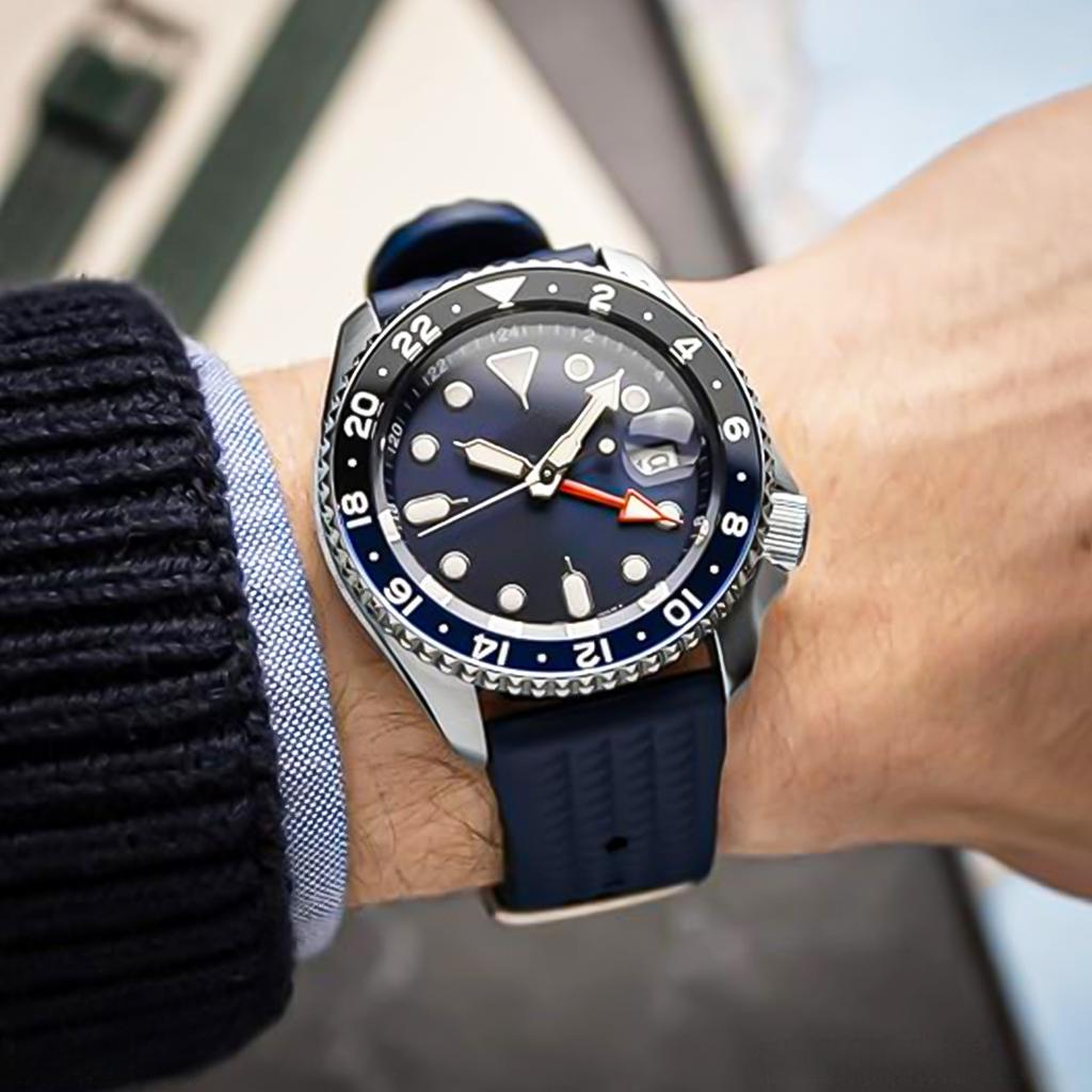 FKM Rubber Waffle Watch Strap 18mm 20mm 22mm Fluororubber Universal Diver Waterproof Comfortable Sports Fast Release Watchbands