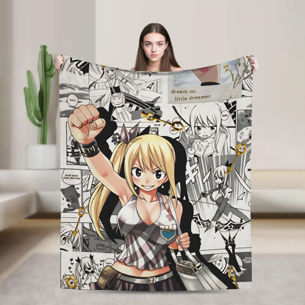 Fairy Tail Warm Soft Blanket Japanese Anime Travel Plush Throw Blanket Aesthetic Couch Chair Flannel Bedspread Sofa Bed Cover
