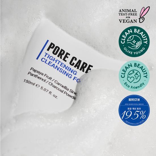 [19,56 % de réduction des pores] Rovectin Pore Care Mousse Nettoyante Raffermissante 150 ml, nettoyage coréen