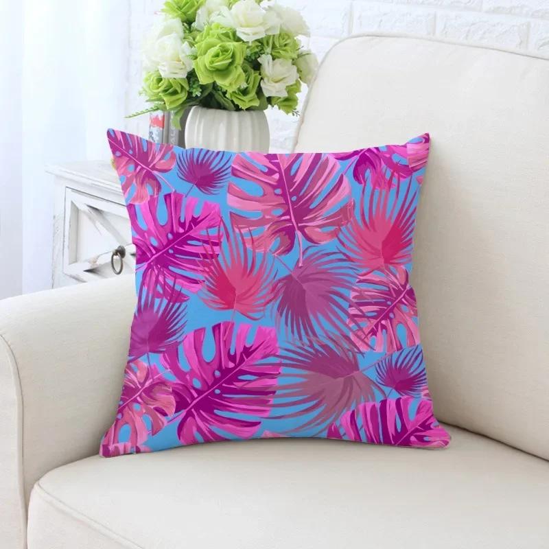 Luxury Home Decor Pillowcase Tropical Rainforest Plant Flower Coconut Print Office Sofa Car Cushion Cover