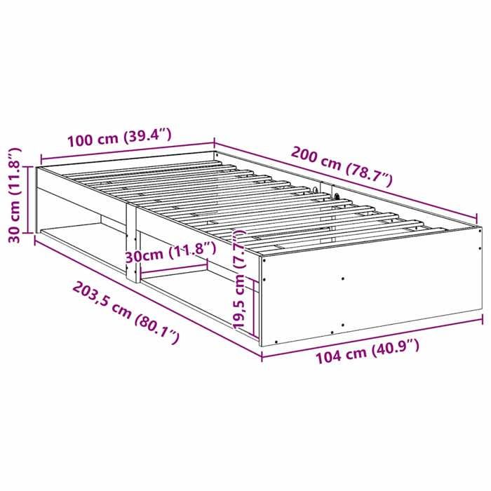VidaXL Lit de jour sans matelas 100x200 cm bois de pin massif, canapé-lit, canapé-lit de repos, lit de soirée pyjama, lit 859238
