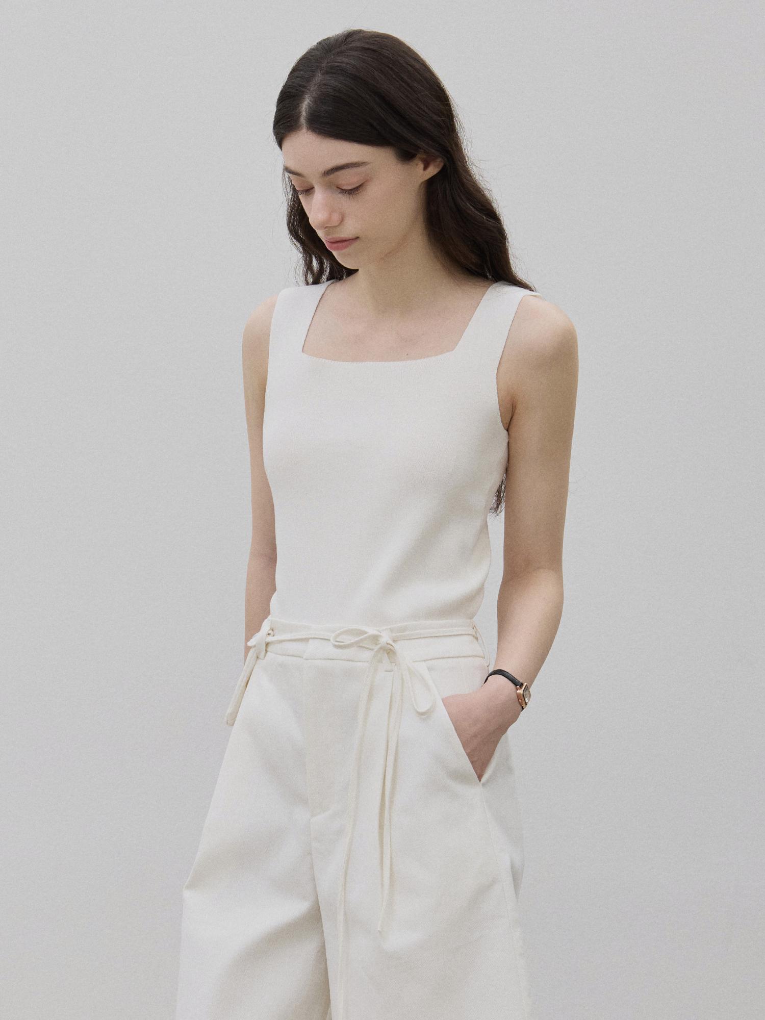 Le Studio Square Sleeveless Knit 3 Colors Brown/Free
