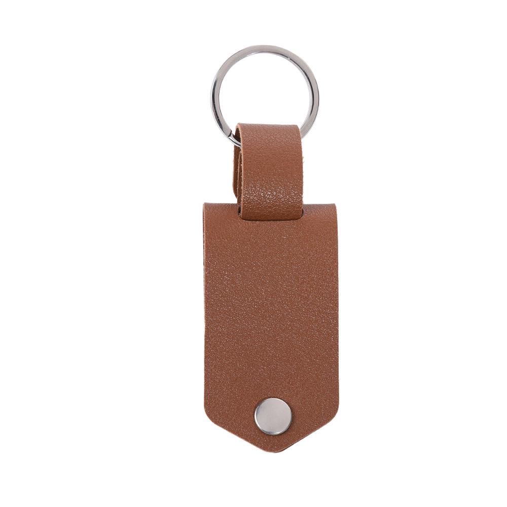 Vintage Leather Keychain with Stainless Steel Pendant