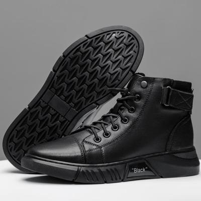 Leather Men's Boots Fashion Casual High Top Men's Shoes Trendy Workwear Leather Shoes Men's Casual Shoes Ankle Boots