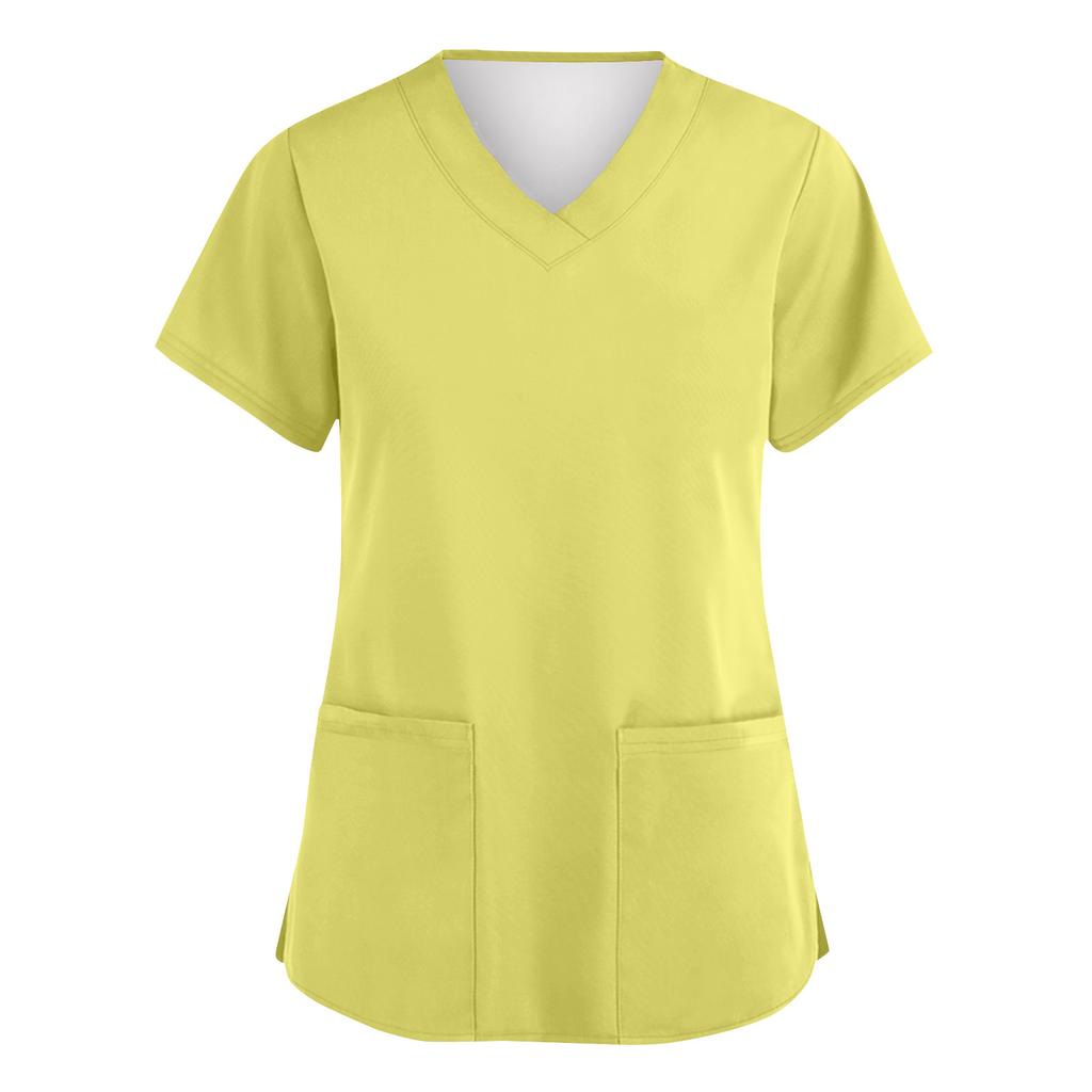 Women's Fashion V-Neck Short Sleeve Overalls With Pockets  Print Tops  Clothes