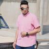 Men's Plus Size Striped Short Sleeve Business Shirt with Pointed Collar.
