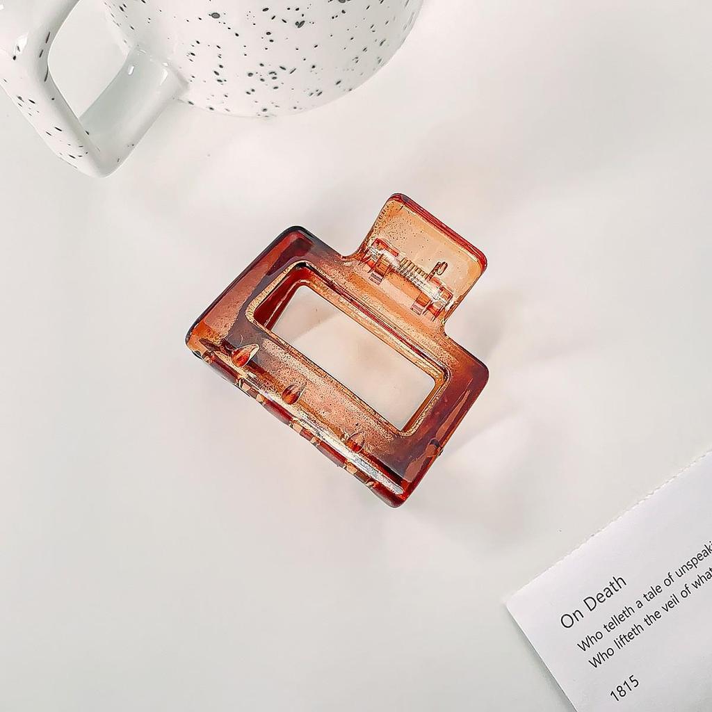 Korean Style Semi-Circular Transparent Hair Clip for Women's Updos - High-End Hollow Shark Clip