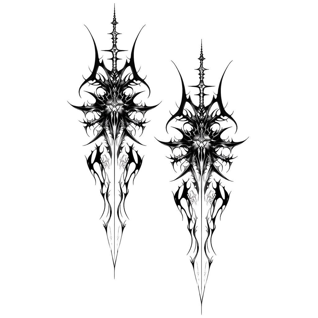 Advanced Sense Domineering Personality Thorn Totem Ribbon Sun Moon Stars Flower Lines Tattoo Sticker