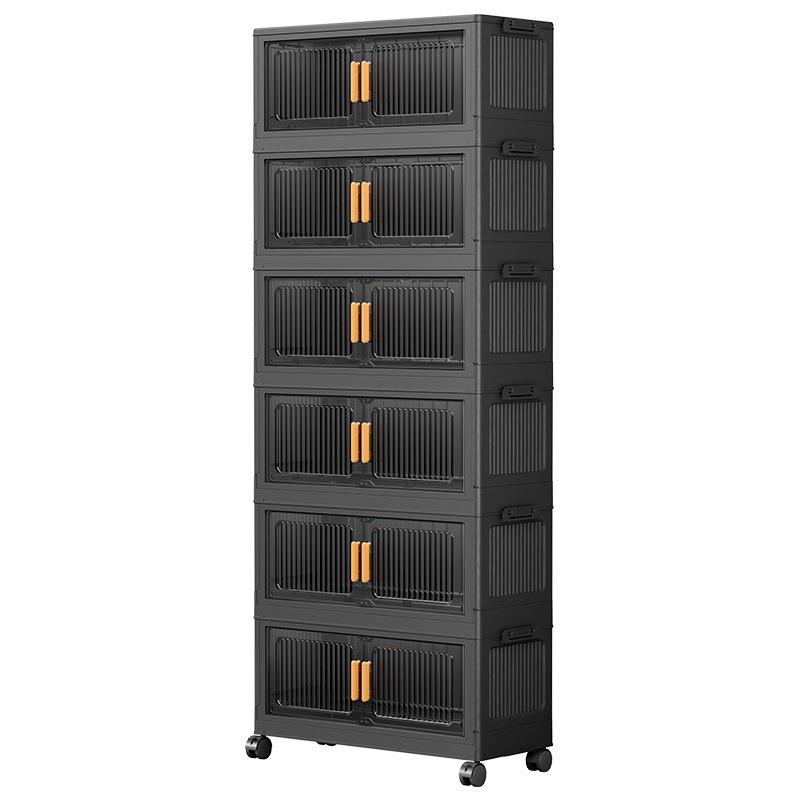 Foldable Plastic Storage Box with Wheels - Multi-layer Organizer Cabinet for Bedroom and Bedside