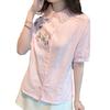 Embroidery Women Spring Autumn Blouses Shirts Lady Casual Long Sleeve Turn Down Collar Solid Color Blusas