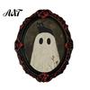 Dark Aesthetic Metal Cabinet Magnets Halloween Wooden Refrigerator Magnets, Vintage Gothic Oval Frame Fridge with Witch Indoor Theme Decorations Ghost