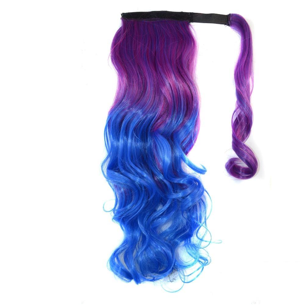 Wavy Ponytail Hair Extension Colored Gradient Hair Piece Fashion Ponytail Wig  Women