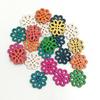 100 ks Dřevěných Retro Knoflíků s Chrizantémou 4 Dírky DIY Šití Scrapbooking Řemesla