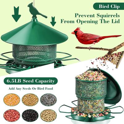 Bird Feeders For Outdoors Metal 3-Layer Expendable Squirrel Proof Squirrel Resistant Outdoor Bird Feeder For Backyard Window