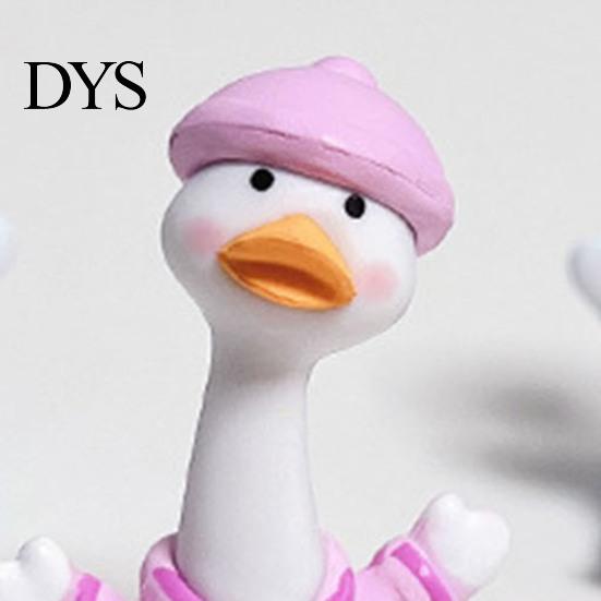 Small Animal Decoration 4Pcs Mini Cartoon Duck Figurines, Cute Polka-dot Pajamas Statues, Multi-functional Car Accessory Macaron Ornaments for Console