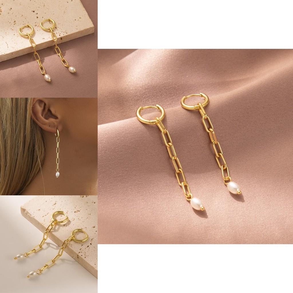 Trendy Geometric Gold Plated Copper Earrings With Faux Pearl For Fashion-forward Women